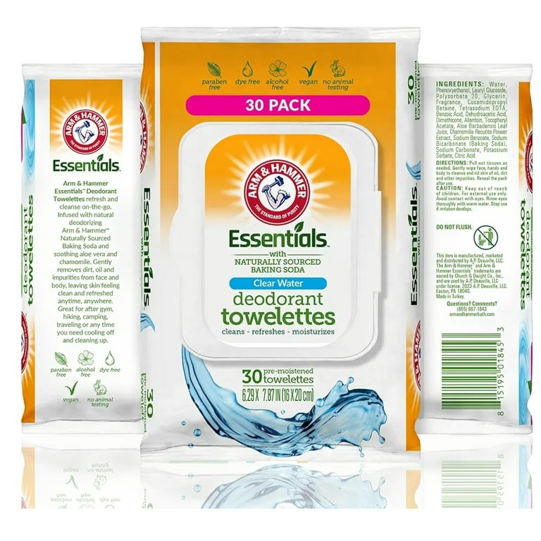 A&H Essentials Deodorant Towelettes 30ct