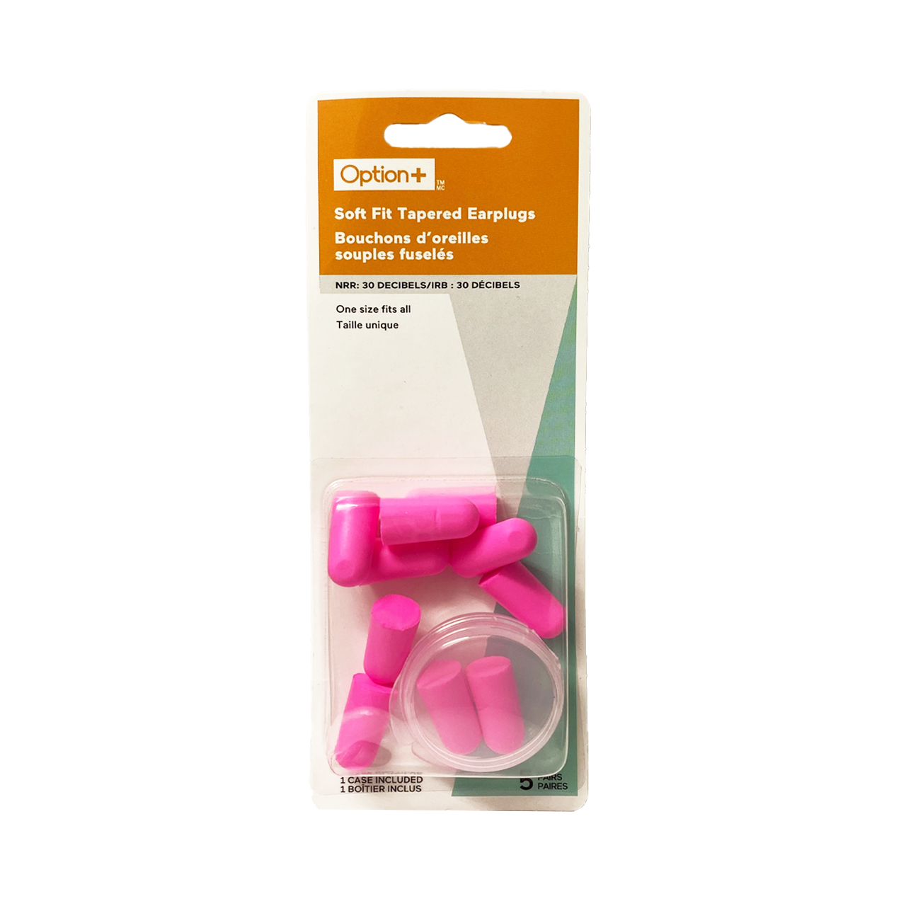 Option+ Soft Fit Tapered Ear Plugs (Pink) 5 pairs