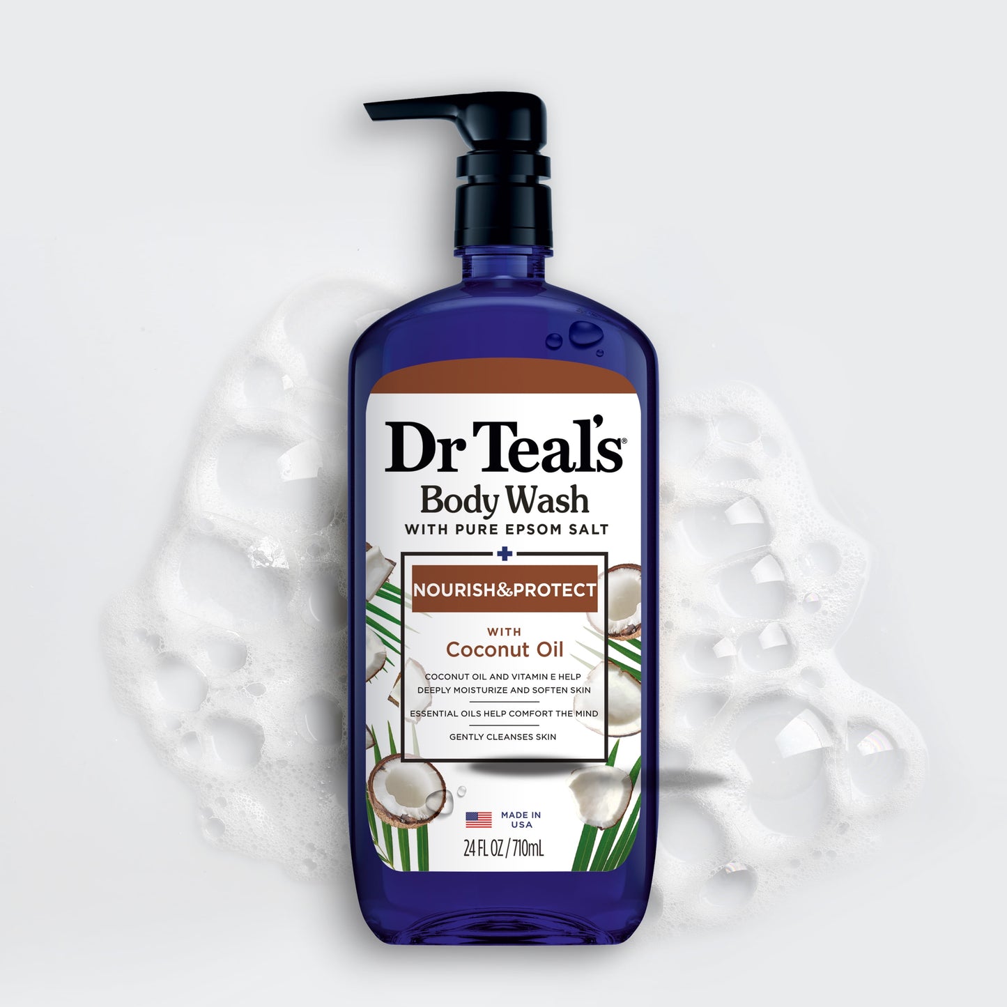 Dr.Teal's Body Wash With Pure Epsom Salt Nourish & Protect with Coconut Oil 24Fl.Oz