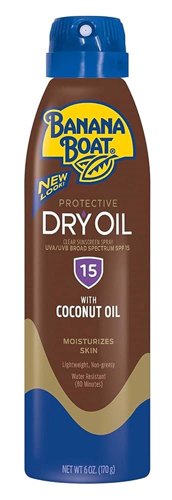BANANA BOAT SUNSCREEN SPRAY DRY OIL 15SPF WITH COCONUT OIL 6 OZS