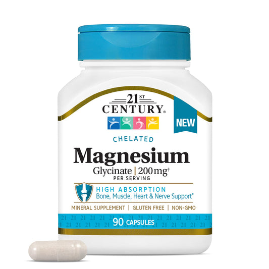 21st Century Magnesium Glycinate Chelated 200mg Capsules 90s