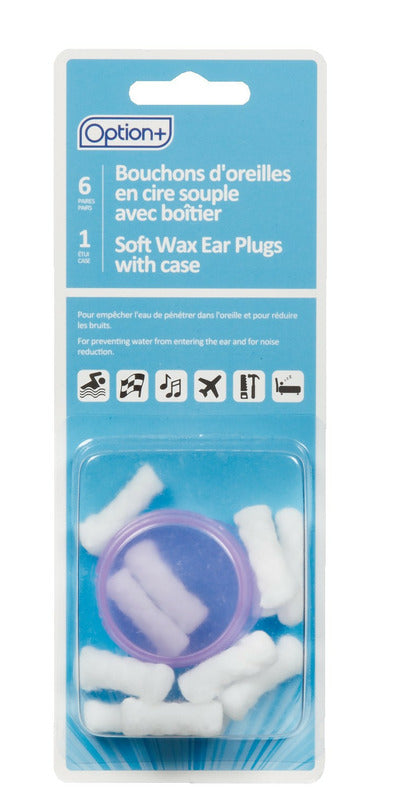 Option+ Soft  Wax Ear Plugs 6 pairs